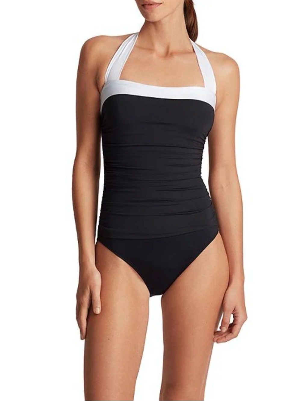 Lauren Ralph Lauren Swimsuit Bel Air Shirred Bandeau One-Piece  Size 14 **NWT**